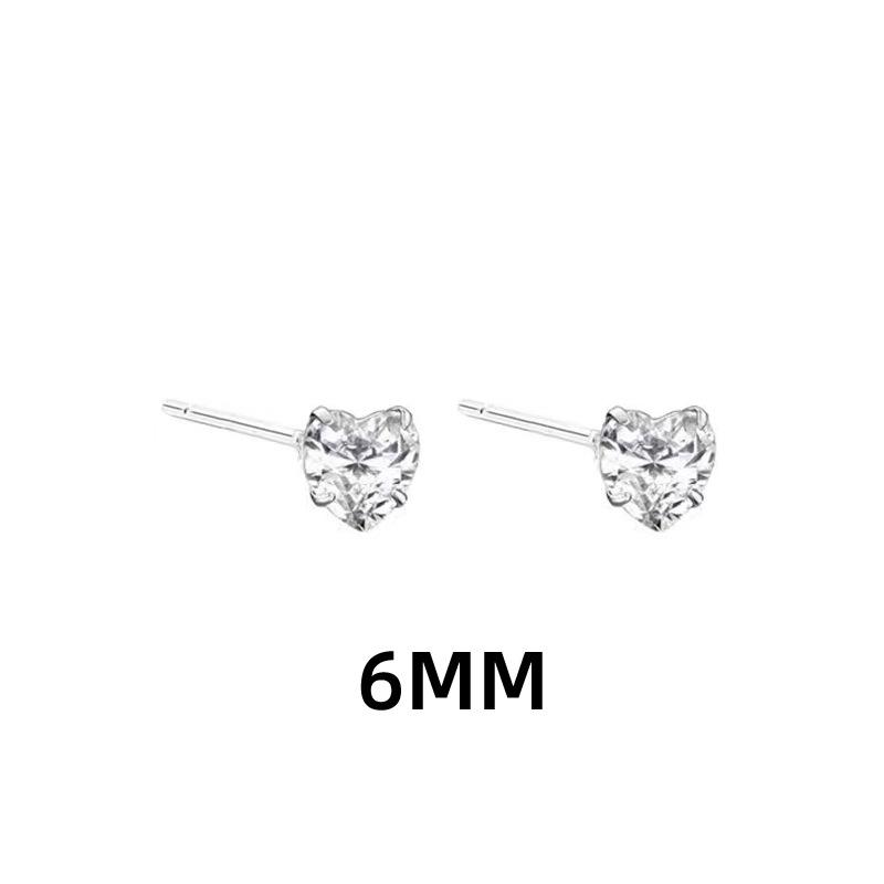 Shining Zircon Heart Stud Earrings, Sweet Girlish Mini Classic Love Earbone Studs, Sleep Free Peach Heart Earrings