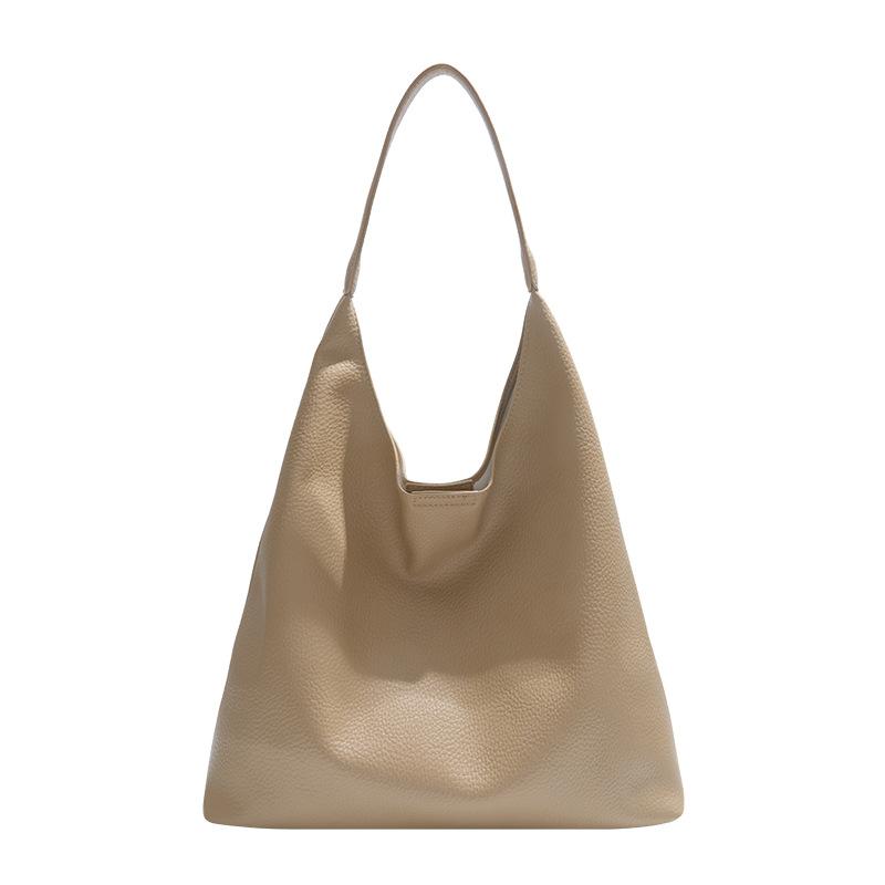 New trendy fashion solid color shoulder bag commuter texture tote bag simple large capacity handbag women's bag