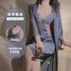 Women's Satin Lace Sheer Mesh Slim Deep V Padded Sleep Dress with Robe Lounge Set