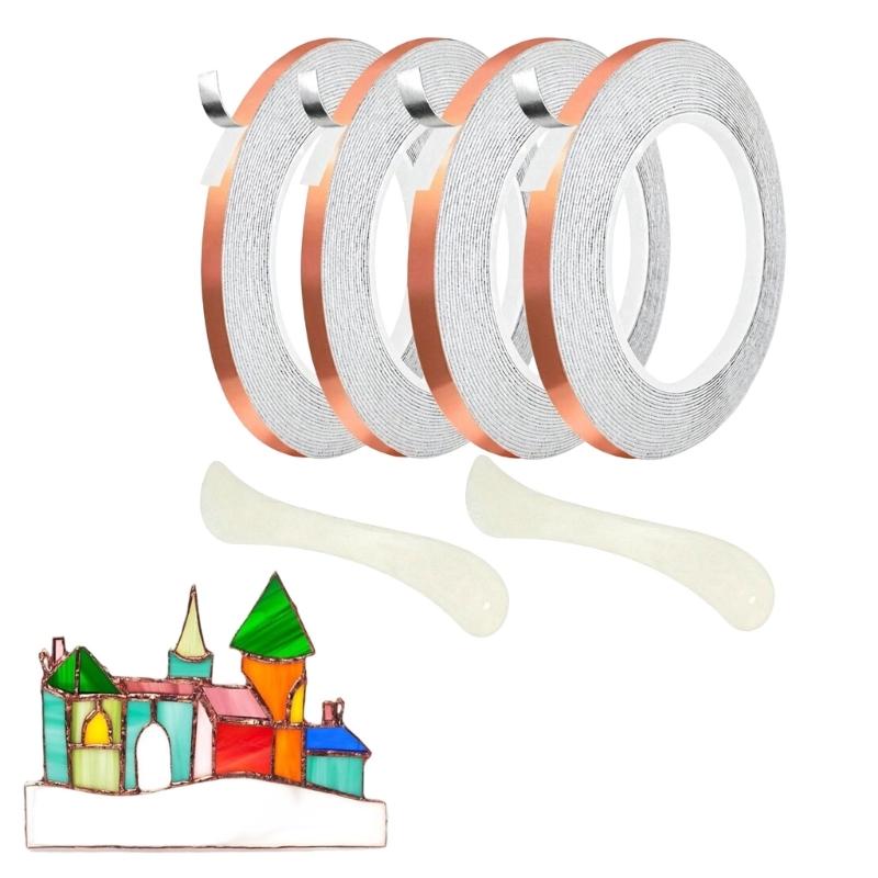 Metallband für Bleiglasprojekte, Selbstklebendes flexibles Bastelmaterial mit silberfarbener Rückseite für detaillierte dekorative Montage
