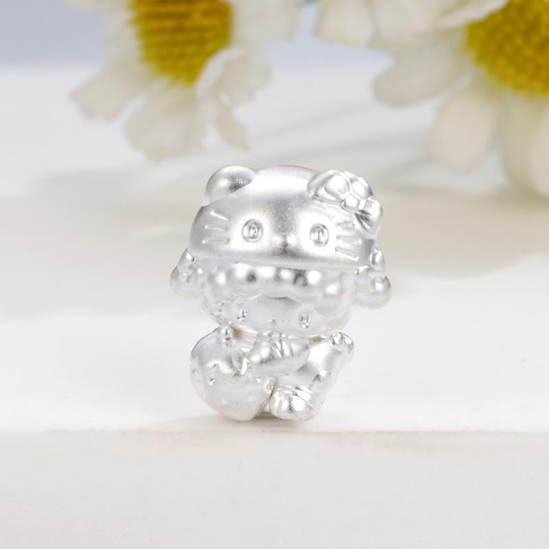 Sterling Silver 999 Strawberry Sheep Cartoon Beads - Handmade DIY Accessories