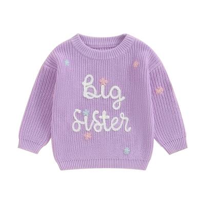 Baby Girl Sweaters Cute Long Sleeve Letter Embroidery Knit Pullover Toddler Loose Tops