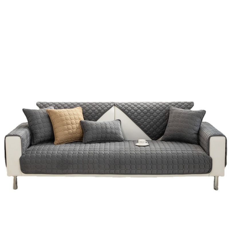 Solid Color Corduroy Sofa Cushion  Winter Plush Thickened Non-Slip Seat Cushion Simple Modern Leather Sofa Cover
