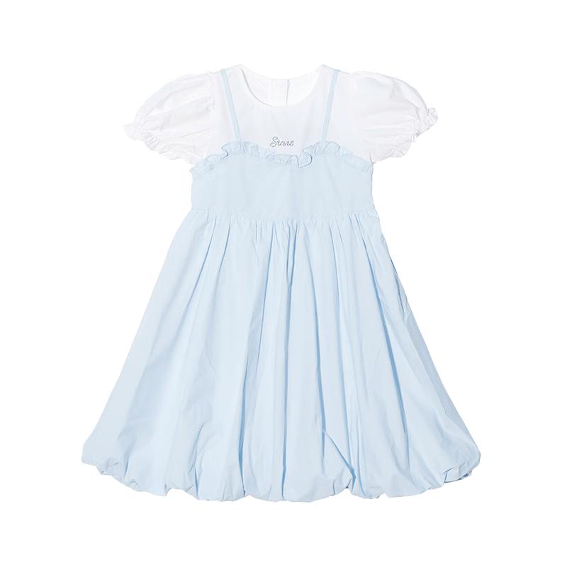 

FLO&ME Girls Sweet Princess Fake Two-Piece Cotton Dress 120