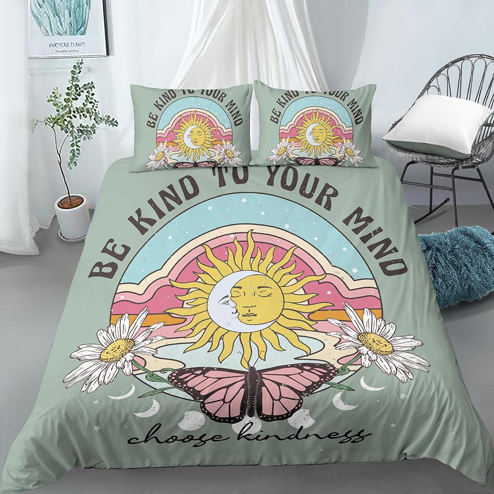 

Moth Butterfly Moon Duvet Cover Set Divination Style Comforter Cover With Pillowcase King Queen Size For Teen Adults Bedding Set EU single(135x200cm)