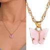 Vibranting Color Butterfly Pendant Necklace With Adjustable Chain Portable Sturdy Acrylic Jewelry Accessory for Girls