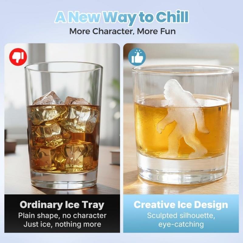 6-Cavity Bigfoot Ice Cube Mold Silicone Ice Maker Tray for Whiskey Cocktail
