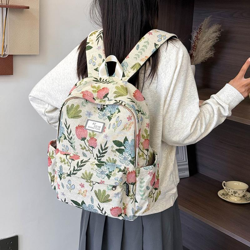 Schoolbag small fresh floral student schoolbag 1011 new fashion flower backpack light leisure going out sports backpack