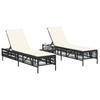 2 Piece Sun Lounger Set with Table Black Poly Rattan