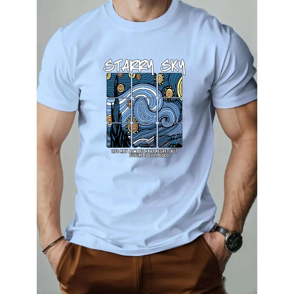 T-Shirt Cotton Oil Painting Pattern Print Summer Oversized Round Neck Breathable Casual Short Sleeve Fashion T Shirt