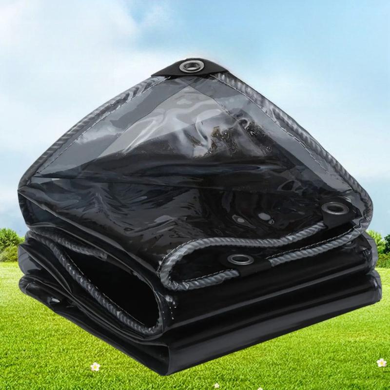 Black PVC Soft Glass Film Shade Sails Thicken Waterproof Dustproof Semi Blackout Rain Cover Balcony Rainproof Sunshade Tarpaulin