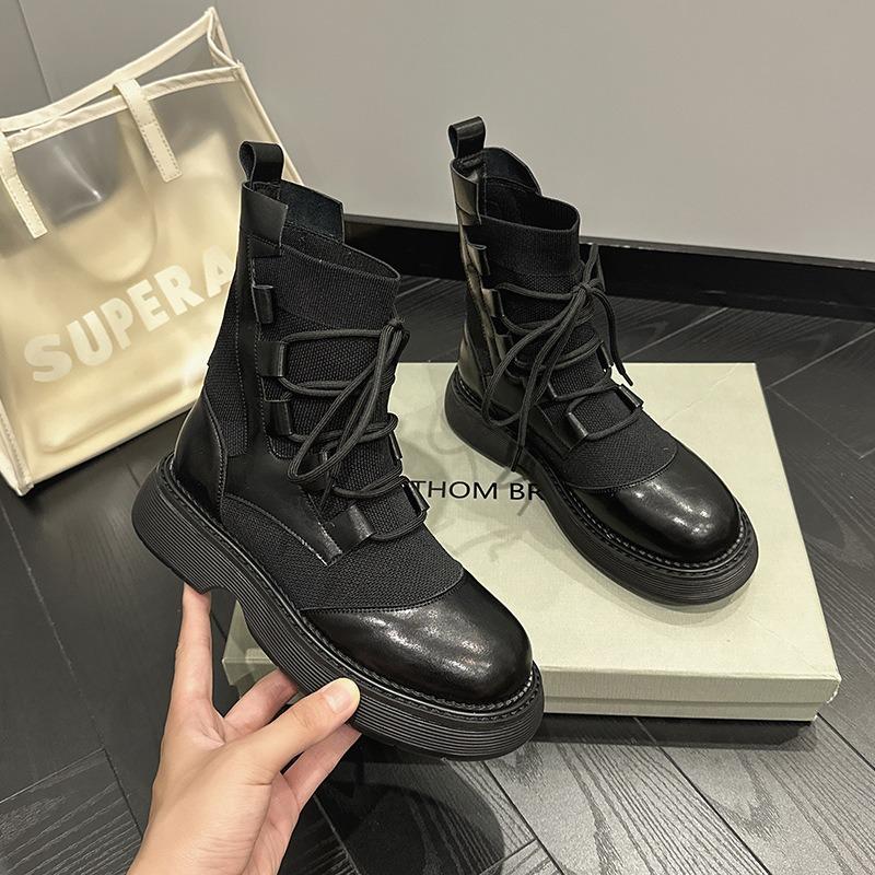 

Ботинки Martin Ботинки Single Ботинки Short Ботинки Breathable Leather Boots Ботинки Sock 40 чёрный