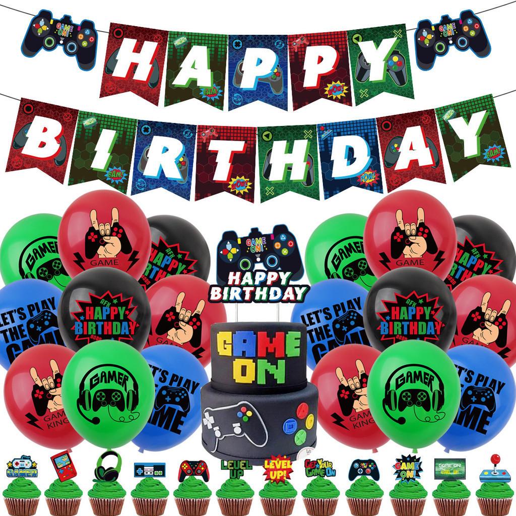 

Game Game On Theme Birthday Party Decorations Gamepad Spiral Pull Flag Set 34Pcs Set 4