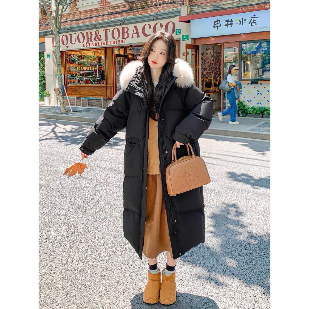 

long down cotton-padded clothes for women s Korean thickened cotton-padded jackets, large sweater neck cotton-padded jackets, trendy. XL recommends 150-85kg чёрный