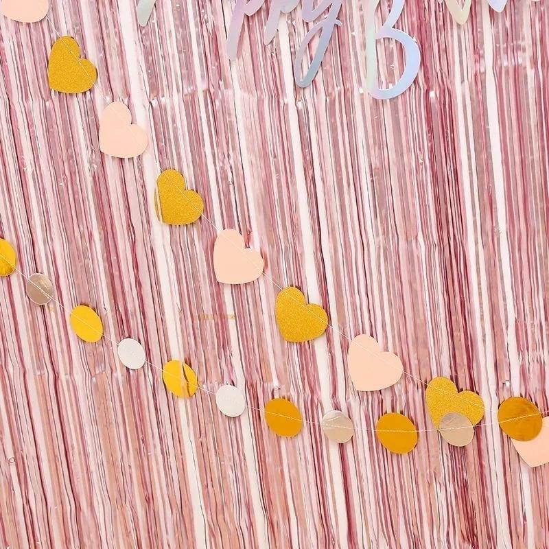 Matte Gold Sliver Metallic Foil Fringe Shiny Rain Curtain Decor Wedding Decor Photography Background Party Supplies 1x2m
