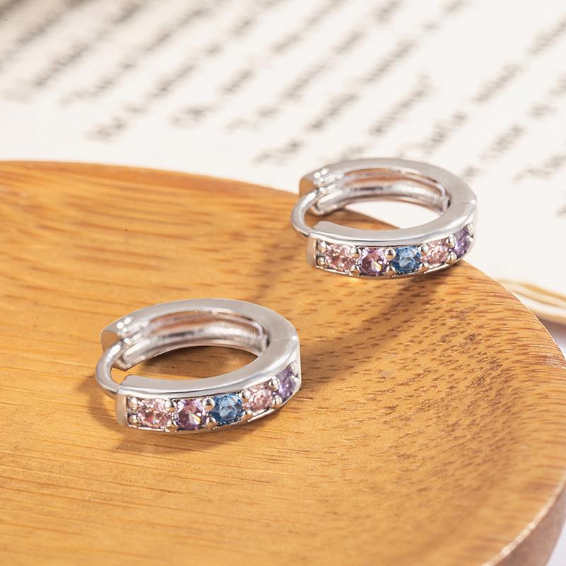 Sweet and Fashionable Multicolor Star and Heart Zircon Ear Clips and Hoops