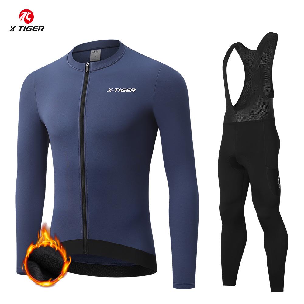 

2026 Winter Velvet Warm Cycling Clothing Suit Set Winter Cycling Jersey Bib Pants Set Men Long Sleeve Bicicleta Set MTB Road Bike Clothing Suit M