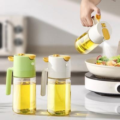 Practical 460ml Oil Spray 2-in-1 Transparent Cooking Spray Bottle Anti-Leakage Glass Oil Dispenser Kitchen