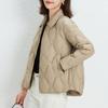 Minimalist Women's Pointed Collar Solid-Color Down Jacket - Short Fit Oversized Coat