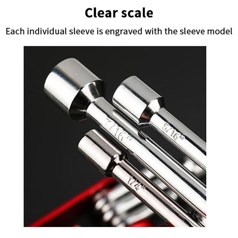 Hex Nut Driver Set 6 In 1 Folding Nut Driver Set Imperial/Metric Motor Folding Socket Wrench Steel Shank Portable Premium Handle