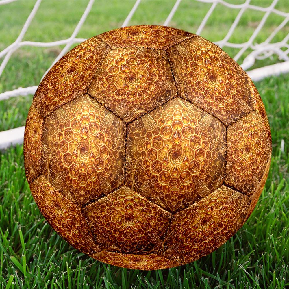 1pc Honeycomb Bees Themed Soccer Ball, Size 5, Lightweight PVC Material, Outdoor Training Soccer Ball Gift. q62274