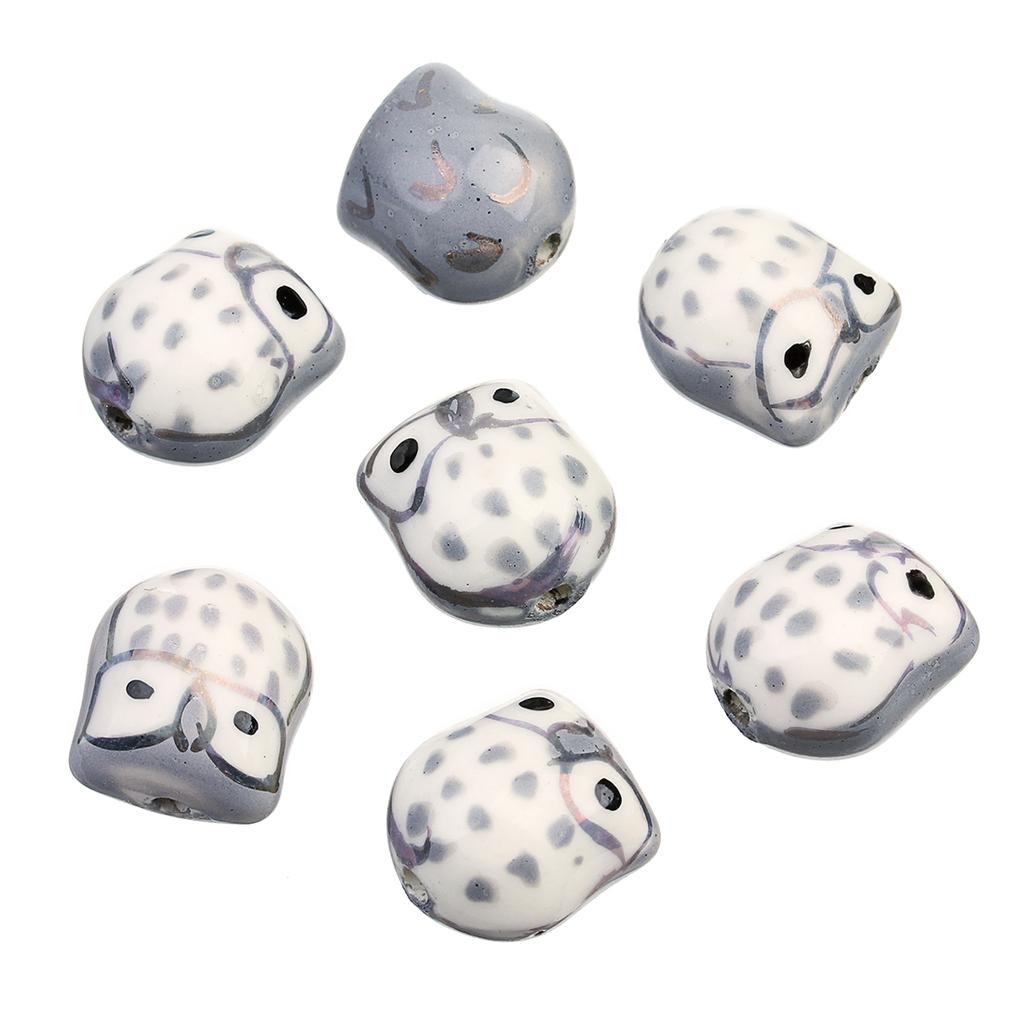 5Pcs Owl Ceramic Beads Colorful Cute Animal Loose Beads for Jewelry Making Accessories DIY Bracelet Necklace Keychain Charms