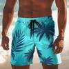 Summer Men's Sunset Tropical Beach Shorts, Palm Tree Print Quick Dry Swim Trunks, Drawstring Waist Board Shorts For Swimming