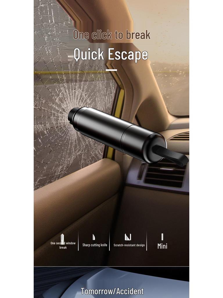 Multi-Tool Car Safety Hammer: Seatbelt Cutter & Tungsten Steel Window Breaker for Quick Escape