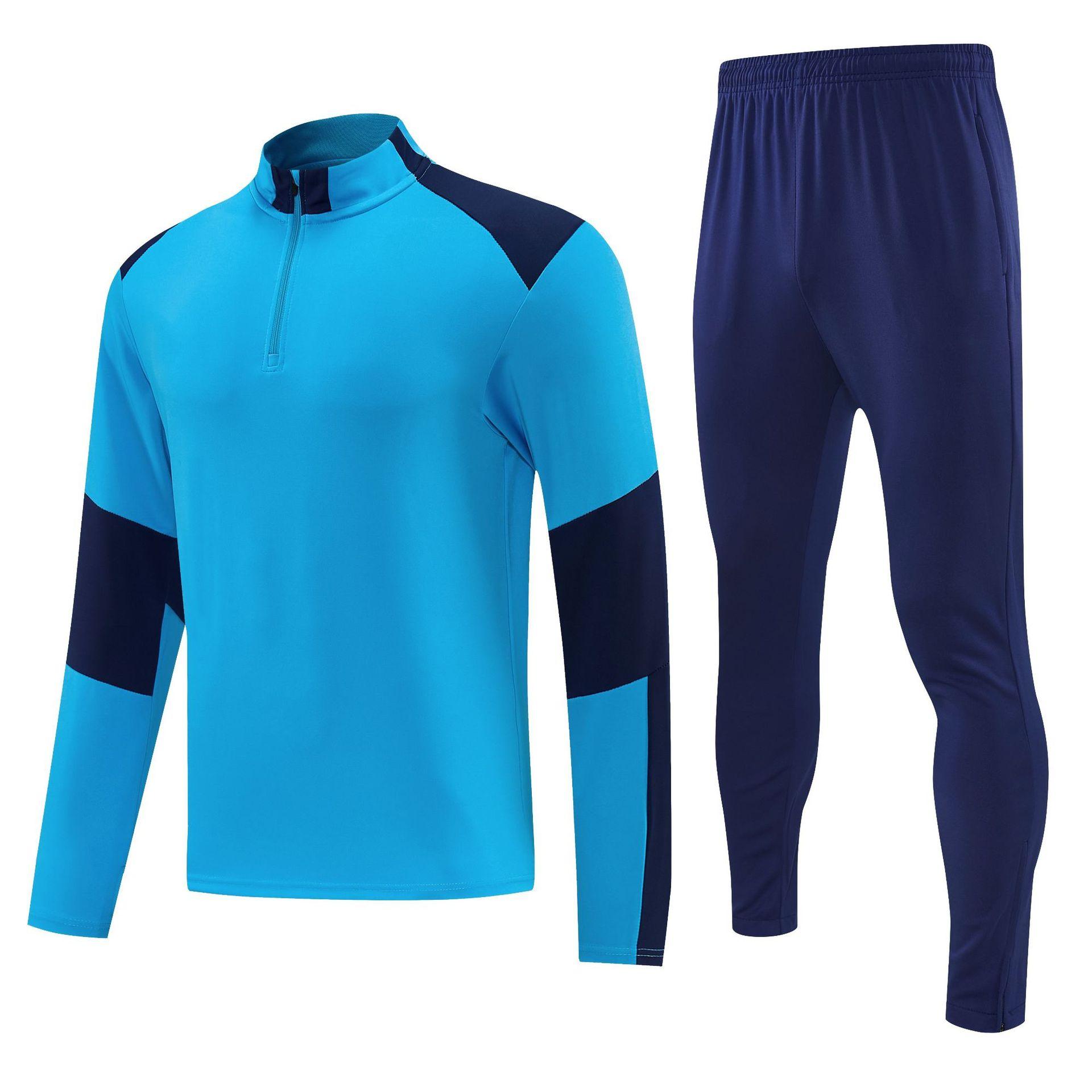 

2627 Half Zipper Long Sleeve Training Suit Adult Children s Autumn and Winter Competition Team Suit Pullover Jersey Sports Running Fitness 18