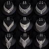 Super Flash Full Diamond Necklace Earrings Jewelry Set Women'S Light Luxury Premium Bridal Accessories Luxury Banquet Dress Accessories