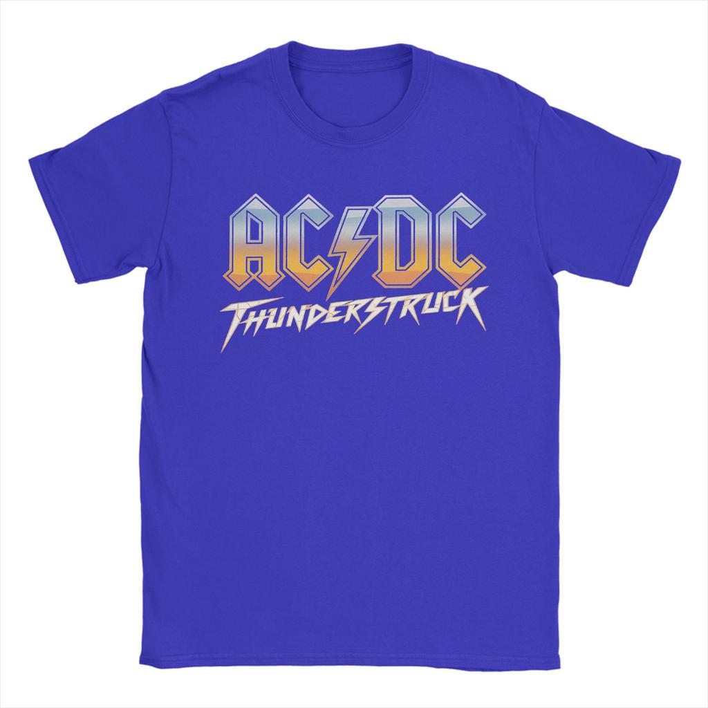 THUNDERSTRUCK AC/DC T-Shirts für Herren, Baumwolle, Vintage-T-Shirts, Rundhalsausschnitt, Kurzarm-Tops, Übergrößen