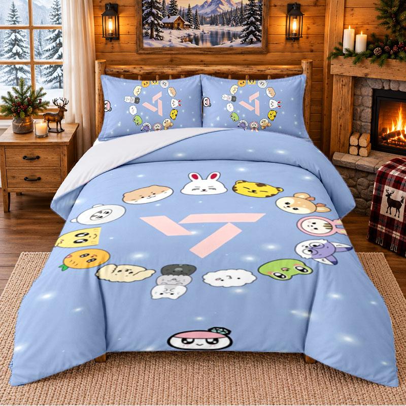 SEVENTEEN Pattern Bedding 3Pcs Set Bed Sheet And Pillowcases For Indoor Bedroom