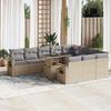 VidaXL Garden Lounge Set 11 Pcs with Beige Cushions Wicker 3326550