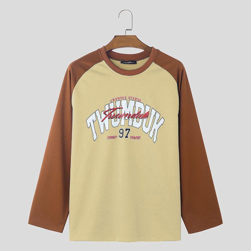 

INCERUN Мужские топы-пуловеры с круглым вырезом и длинным рукавом в стиле пэчворк L хаки