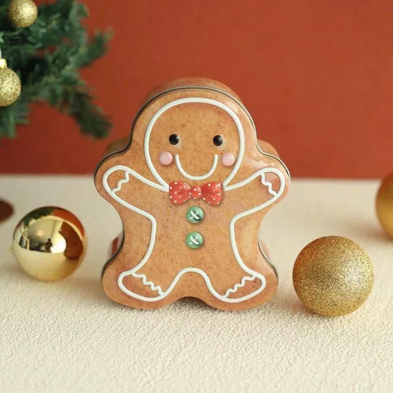 Christmas Decoration Storage Box Gingerbread Man Iron Gift Sugar Box Christmas Merry Home Decor New Year Christmas Gift Box Gift