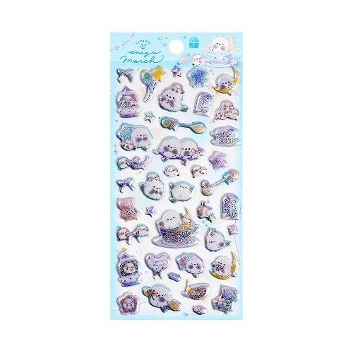 1Pc Cute Cartoon Ghost Family 3D Relief Stickers Fun Jelly Transparent Decoration for Phone Cases Children's DIY Crystal Sticker