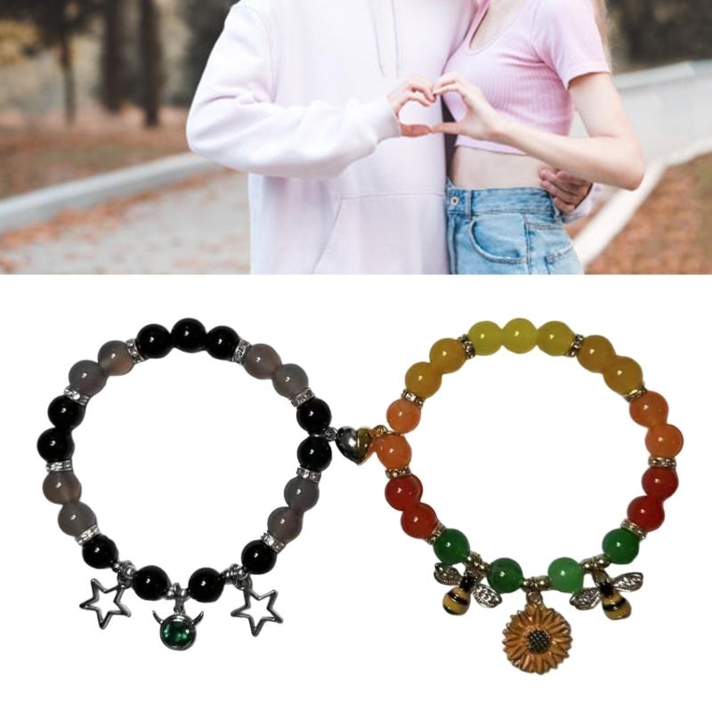 Magnetic Couple Bracelets for Lovers Heart Designd Deep Connection Comfortable Wear for Daily Use and Romance Occasions