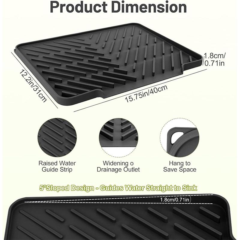Antypoślizgowa, żaroodporna podkładka do suszenia naczyń Silikonowa podkładka pod garnki, naczynia, kubki Podkładka na stół Taca amortyzująca Ociekacz z szerszym odpływem
