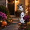 Wrought Iron Ghost Yard Stake Halloween Garden LED Light, Waterproof Ground Decorative Stakes for Lamp, Outdoor Lawn Path Decoration Holiday