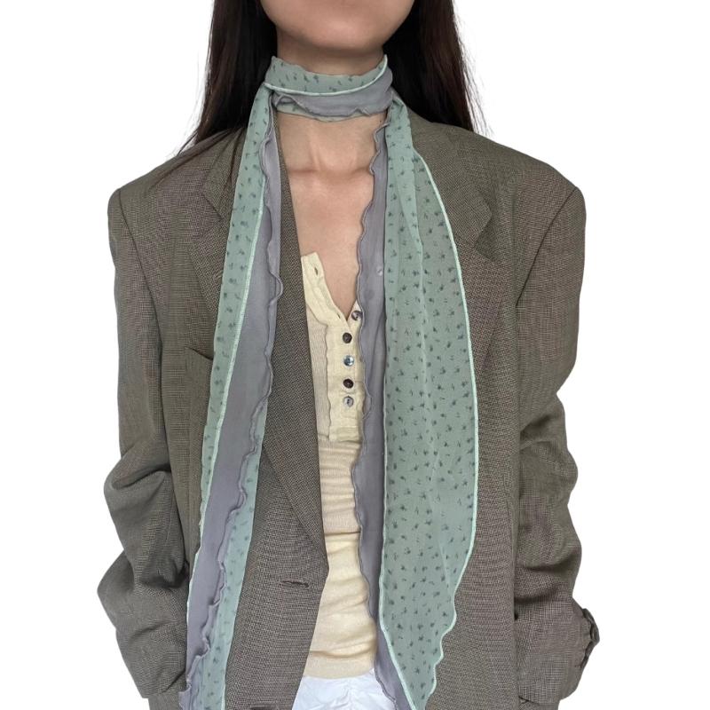 Checkered Scarf for Women Long Skinny Belt Necktie Neck Scarf Girls Photo Props Long Neckerchief Skinny Scarf Necktie