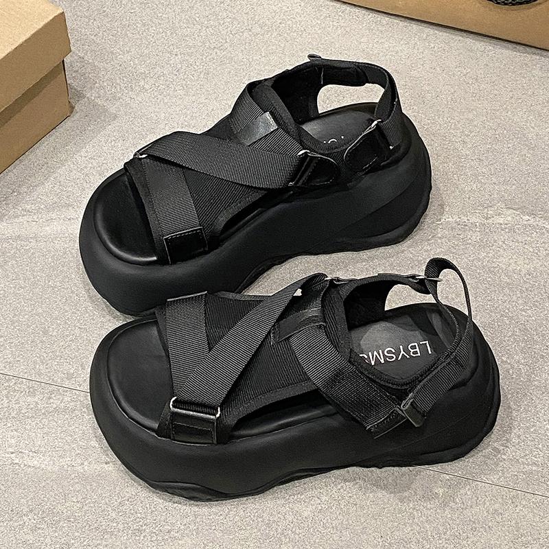 Fashion Women's Cross Strap Sandals Luxury Fashion Ladies High Platform Casual Beach Slippers Summer 8CM Heels Thick Bottom Sandalias