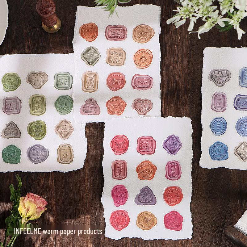 Infeel.Me Retro Wax Seal Sticker Pack, Time Series, PET Journal DIY Decoration, 40 Pieces, 4 Styles.