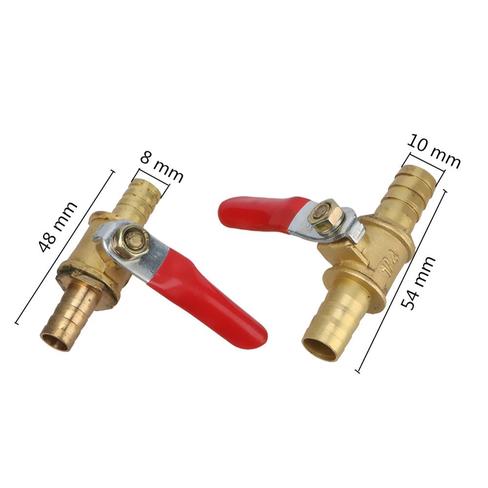 Red Handle Valve 8mm 10mm Hose Barbed Ball Valve Inline Brass Water Oil Air Gas Straight Shutoff Ball Valve Pipe Fittings
