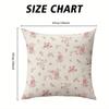 Cream Pink Flowers Square Jacquard Pillow Cover for Sofa Office Waist Cushion Cover Home Decorative Pillowcase