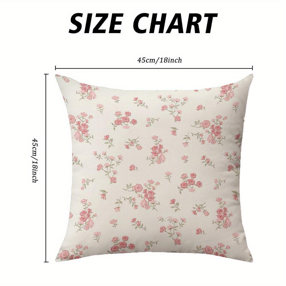 Cream Pink Flowers Square Jacquard Pillow Cover for Sofa Office Waist Cushion Cover Home Decorative Pillowcase