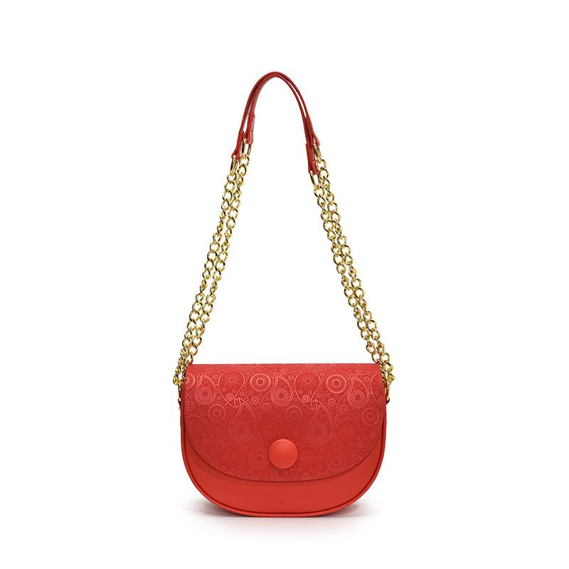 Spring small fresh solid color shoulder messenger bag new women's bag saddle bag fashion foreign trend