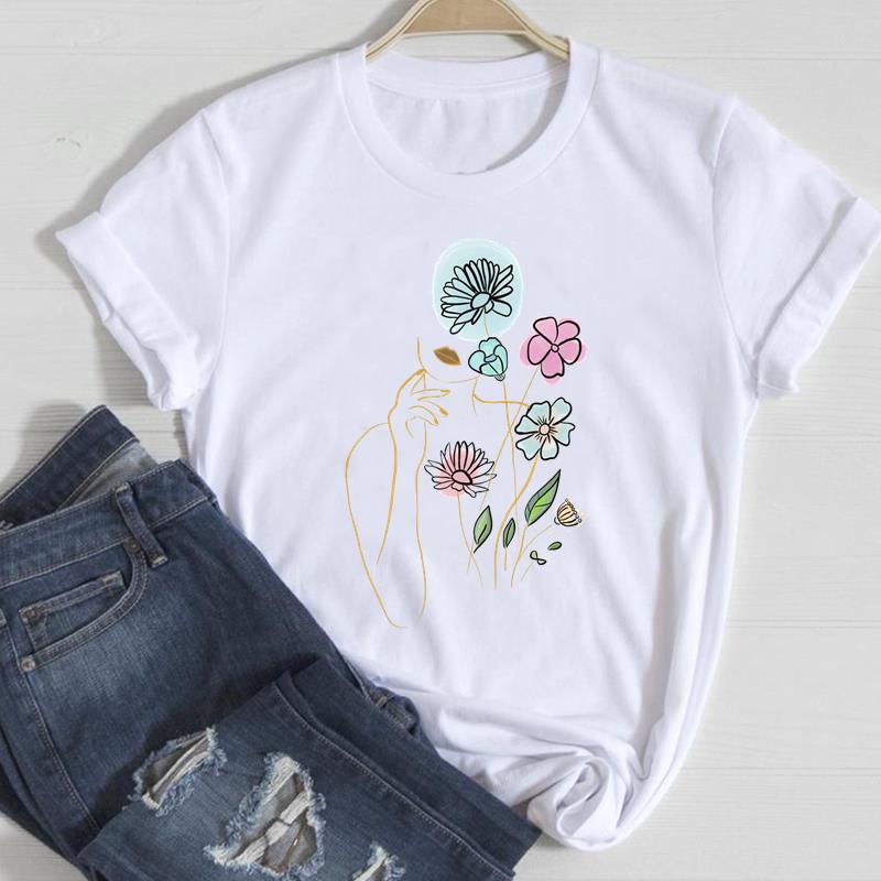 2026 Women Lady Clothing Floral Women Print European and American Short-sleeved T-shirt Women Clothing  Tops  Oversized TShirt
