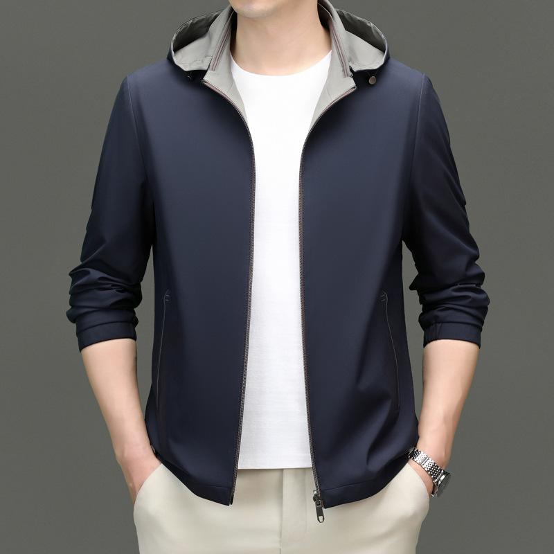 

Reversible Mulberry Silk Jacket Men s Spring and Autumn Business Casual Middle-aged Dad Loose Versatile Top 170