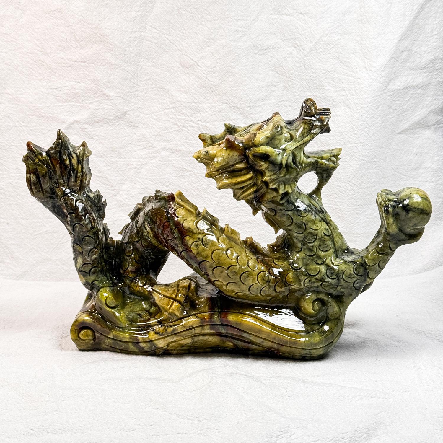 Natural Xiuyan Jade Chinese Dragon Crystal