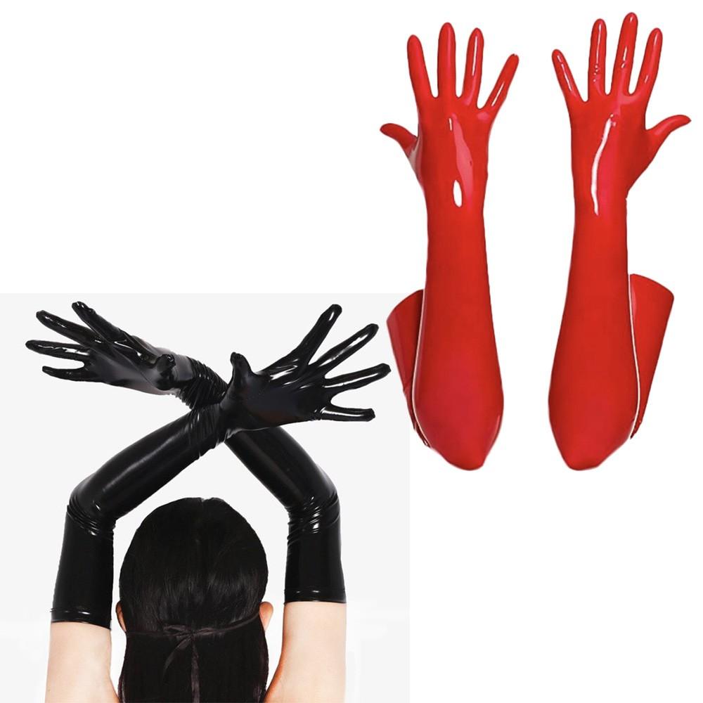 Dance Gloves Long Gloves Performance Sexy Shiny Black/ Red